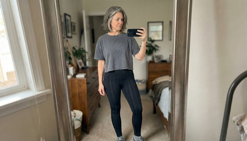 Woman at work in leggings